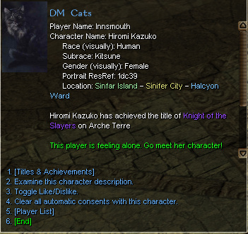 Selected player information