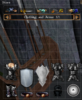 Emporium clothing and armour inventory